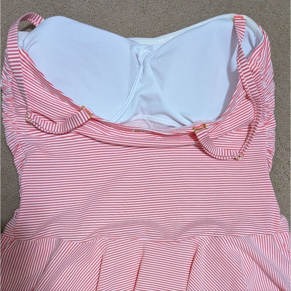 Lauren Ralph Lauren tummy control sear sucker swim dress Striped Skirt plus 20W - Picture 8 of 13